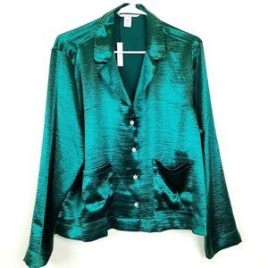 NWT VS Satin Shimmery Green Shirt  Party